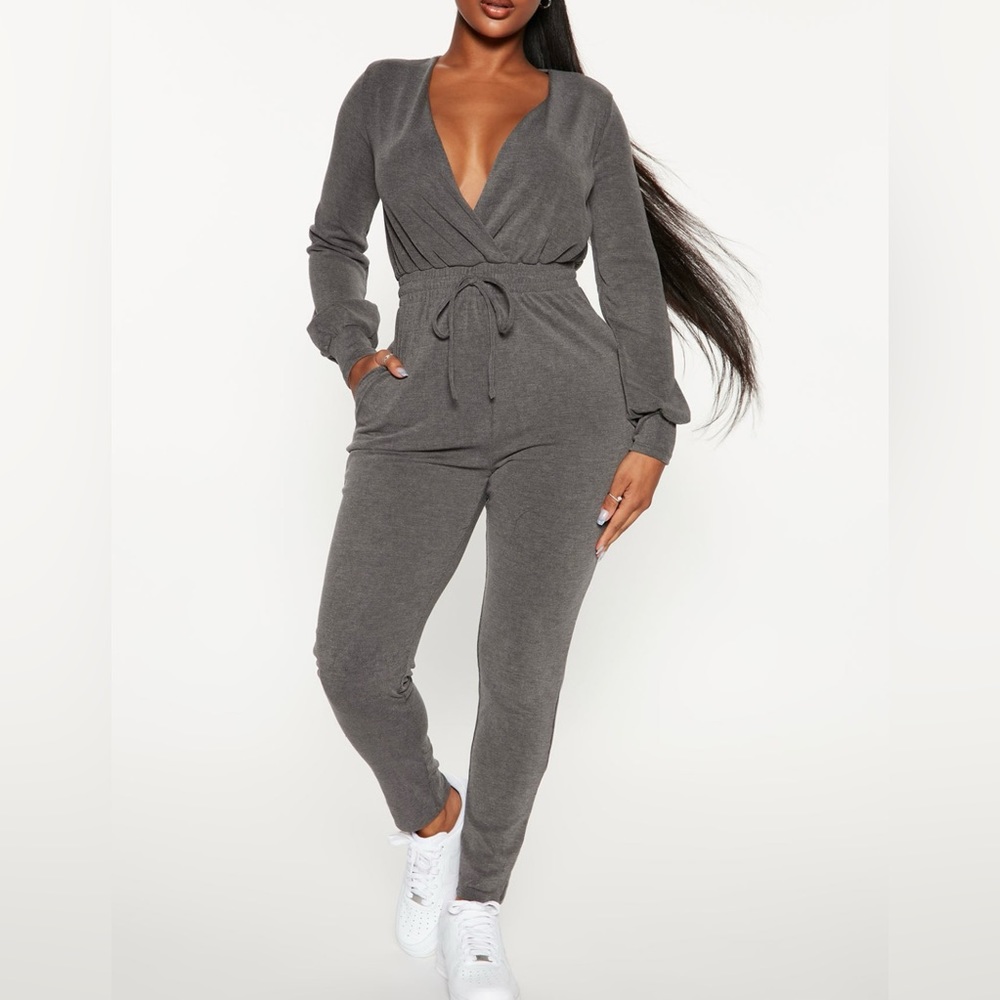 Ready to lounge jumpsuit - charcoal